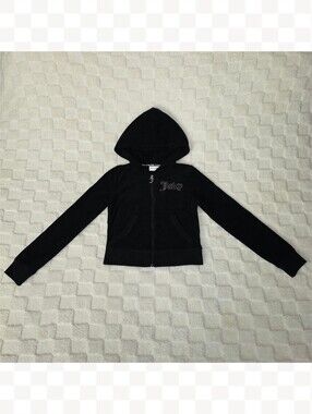 Juicy Couture Tonal Towel Terry Zip Up Hoodie in Liquorice Size Small NWT